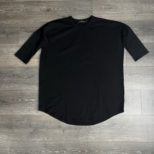 Tuckernuck Pomander Place L / XL Sue Sweatshirt T-Shirt Dress 3/4‎ Sleeves Black